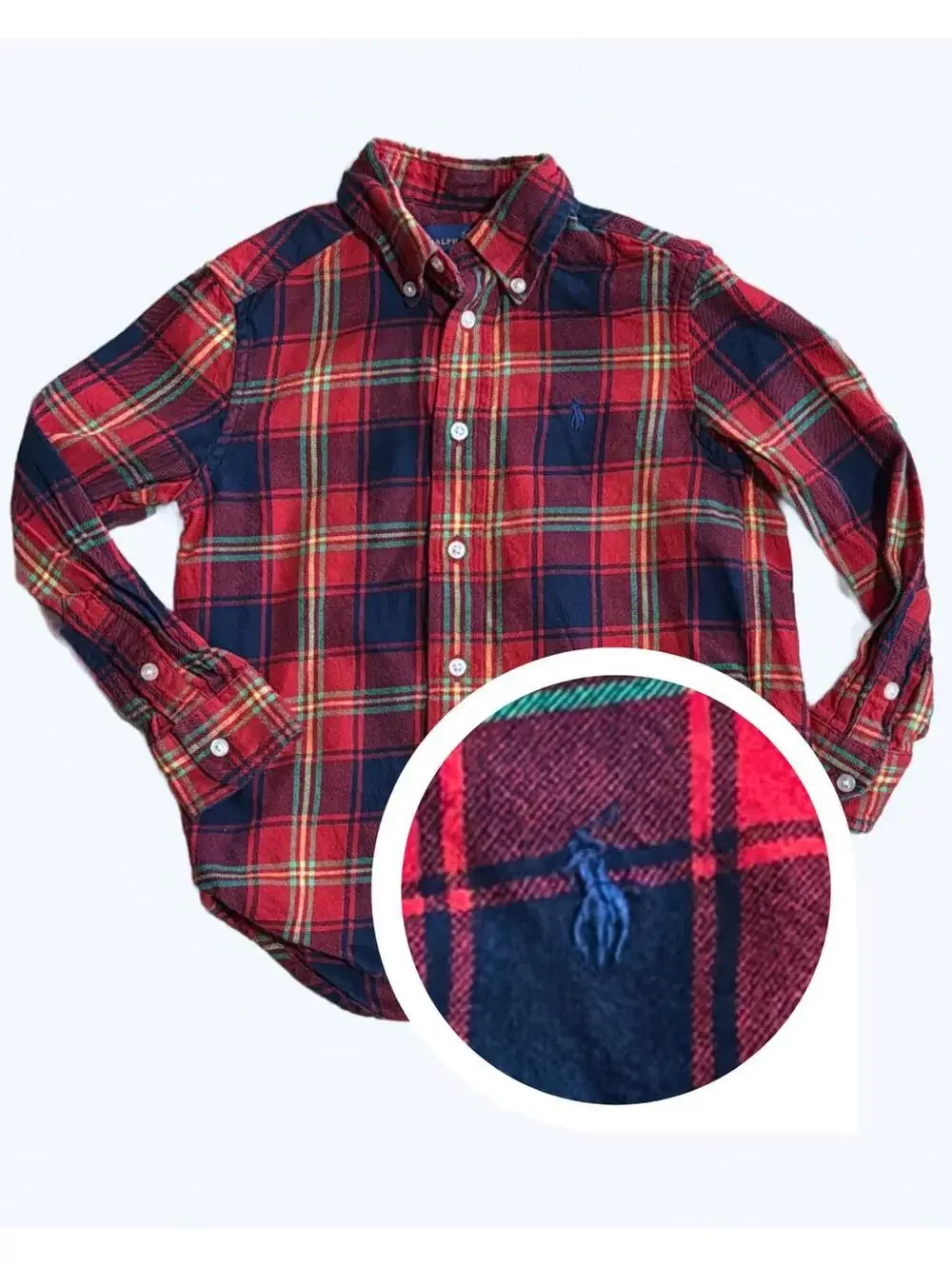 Ralph Lauren Kids Classic Red Plaid Flannel Shirt - Boys Size 4